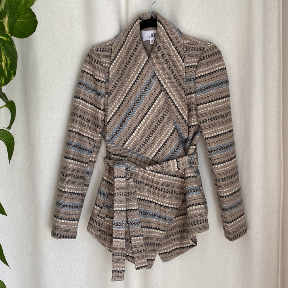 Jack by bb Dakota wool jacket / size M / tan,white, black, blue
